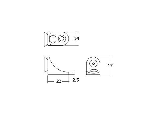 ปุ่มรับชั้น กระจกพร้อมยางใส 22x17มม. - Image 2