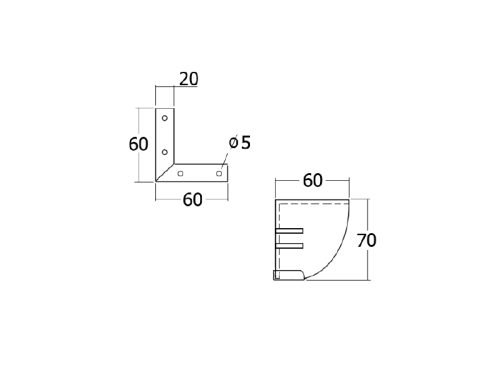 ขาตู้มีร่อง (ไม่รวมพลาสติก) 60x70mm. สีบรอนด์ - Image 2