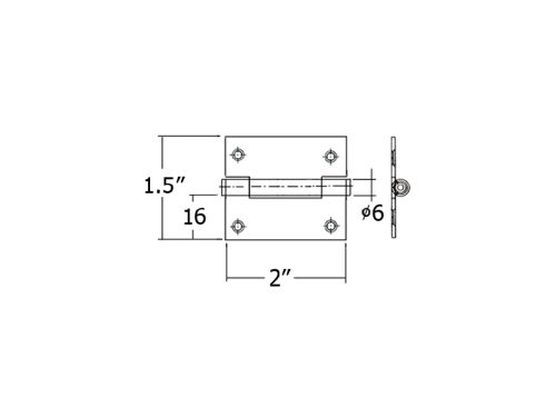 บานพับสแตนเลส SS 2x1.5" 4 รู - Image 2