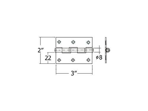 บานพับสแตนเลส SS202 3x2" 6 รู - Image 2