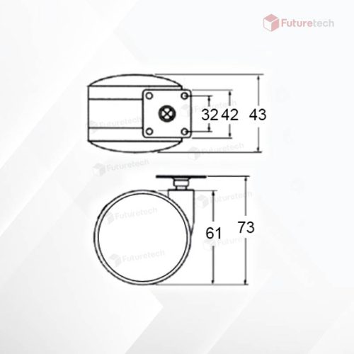 No.CF2.5G-N-GR ล้อแป้น 2.5" เทา-ดำ - Image 2