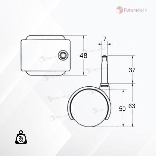 No.CF2V-37N ล้อเดือย 2" แก้มแบน - Image 2