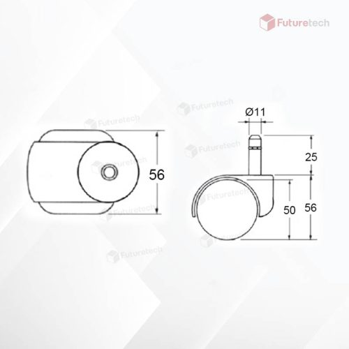 NO.CF2VC-11P-H ล้อเดือยสปริง 2" แก้มนูน - Image 2