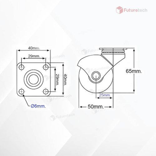 No.CI20GP-U-N ล้อบอล PVC 2" แป้นซิ้งค์ ไม่มีเบรค - Image 2