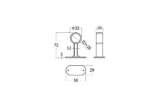 หูรับราวกลาง 1" พลาสติกสีขาว - Image 2
