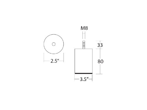 ขาตู้ 2.5" สูง 8 cm. สีโครเมียม - Image 2