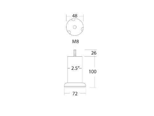 ขาตู้ 2.5" สูง 10 cm. มีเดือย สีโครเมียม - Image 2