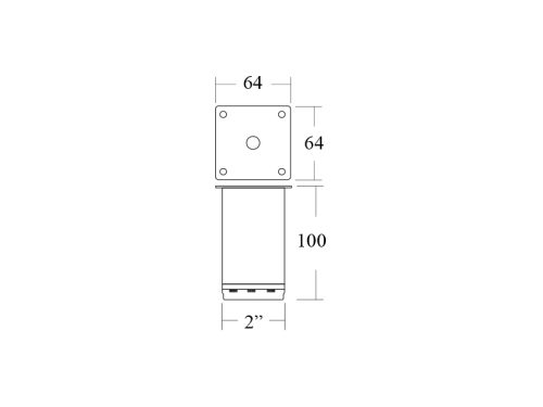 ขาตู้ปรับระดับได้ กลม 2" สูง 10 ซม. - Image 2
