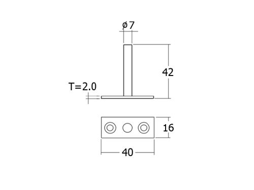 ทีเดือย เล็ก 40x42x2 mm. สีรุ้ง - Image 2