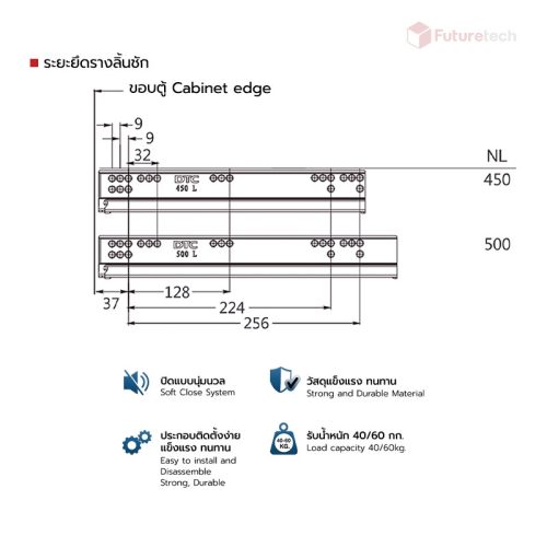 รางลิ้นชักแบบซ่อน Double-Wall - Image 3