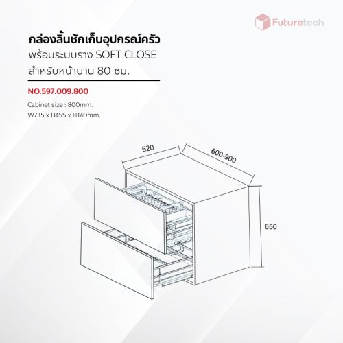 ชุดตะแกรงวางอุปกรณ์ครัว พร้อมราง SOFT CLOSE - Image 3