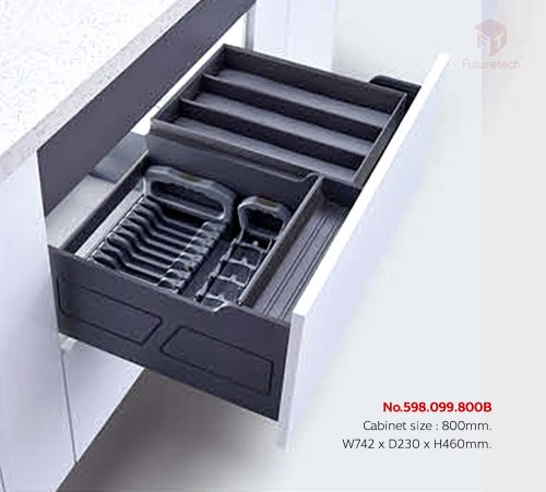 ชุดลิ้นชักวางอุปกรณ์ครัว พร้อมราง Soft Close หน้าบาน 80cm. - Image 2