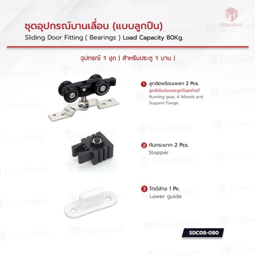 ชุดอุปกรณ์บานเลื่อน แบบลูกปืน SDC08 - Image 2
