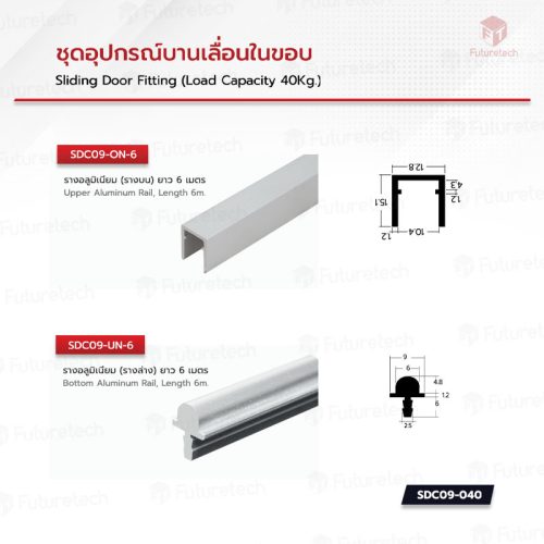 ชุดอุปกรณ์บานเลื่อน ในขอบ 40กก. - Image 4