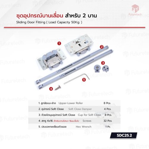 ชุดอุปกรณ์บานเลื่อน สำหรับ 2 บาน - Image 2