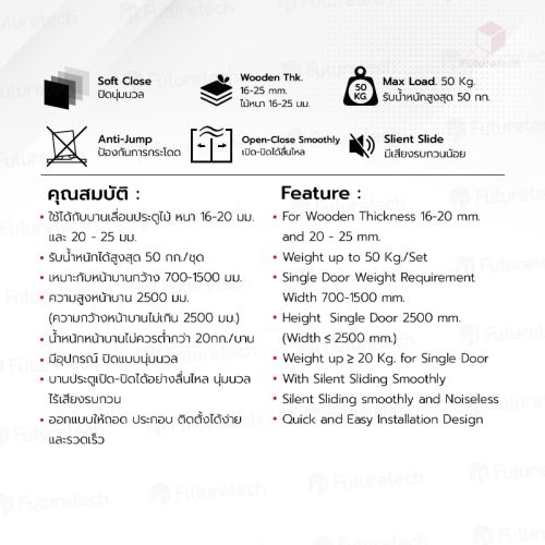 อุปกรณ์บานเลื่อนแบบแขวน SDC34.2 , SDC34.3 - Image 2