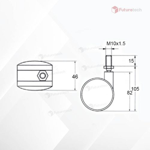 No.CF3.5A-N-GR ล้อเกลียว 3.5" เทา-ดำ - Image 2