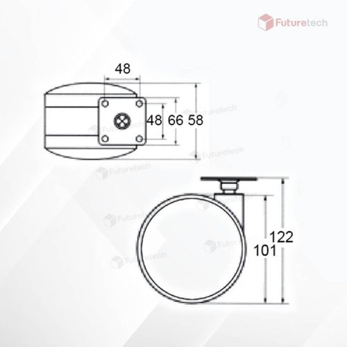 No.CF4G-N-GR ล้อแป้น 4" เทา-ดำ - Image 2