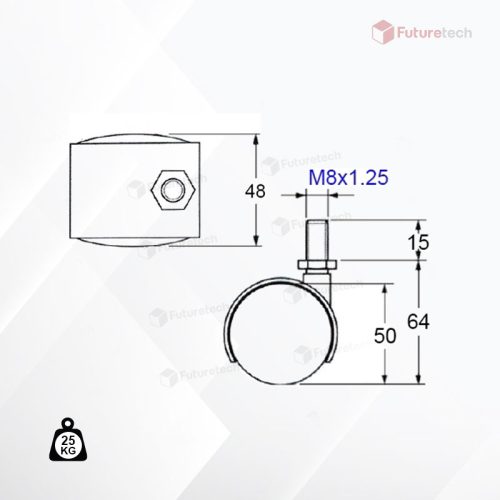 No.CF2A-8N ล้อเกลียว 2" แก้มแบน - Image 2