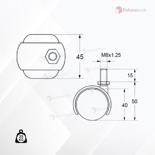 No.CF2AC-4N ล้อเกลียว (1/2") 2" แก้มนู้น - Image 2
