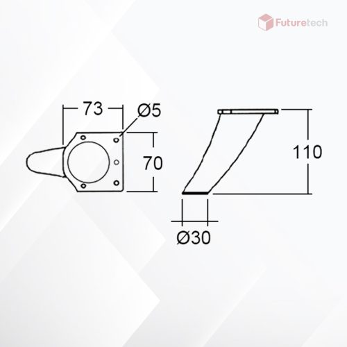 ขาโซฟากรวยเอียง สูง 11 cm. สีโครเมียม - Image 2