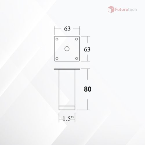 ขาตู้เหลี่ยม ปรับระดับได้ สูง 80 mm. หนา 1.5" - Image 2