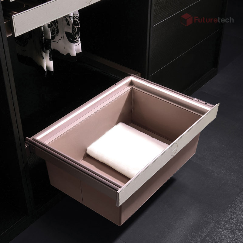 ตะกร้าใส่ผ้า Soft Close สีโรสโกลด์